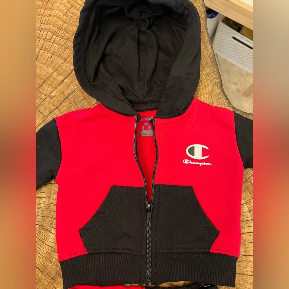 ‼️NWOT: Red & Black Champion Baby Sweat Set - 3M